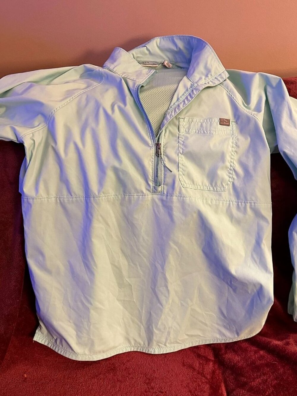 L.L.Bean Women's Fishing Jacket 1/4 Zip Pullover Shirt Size S Small Mint Green